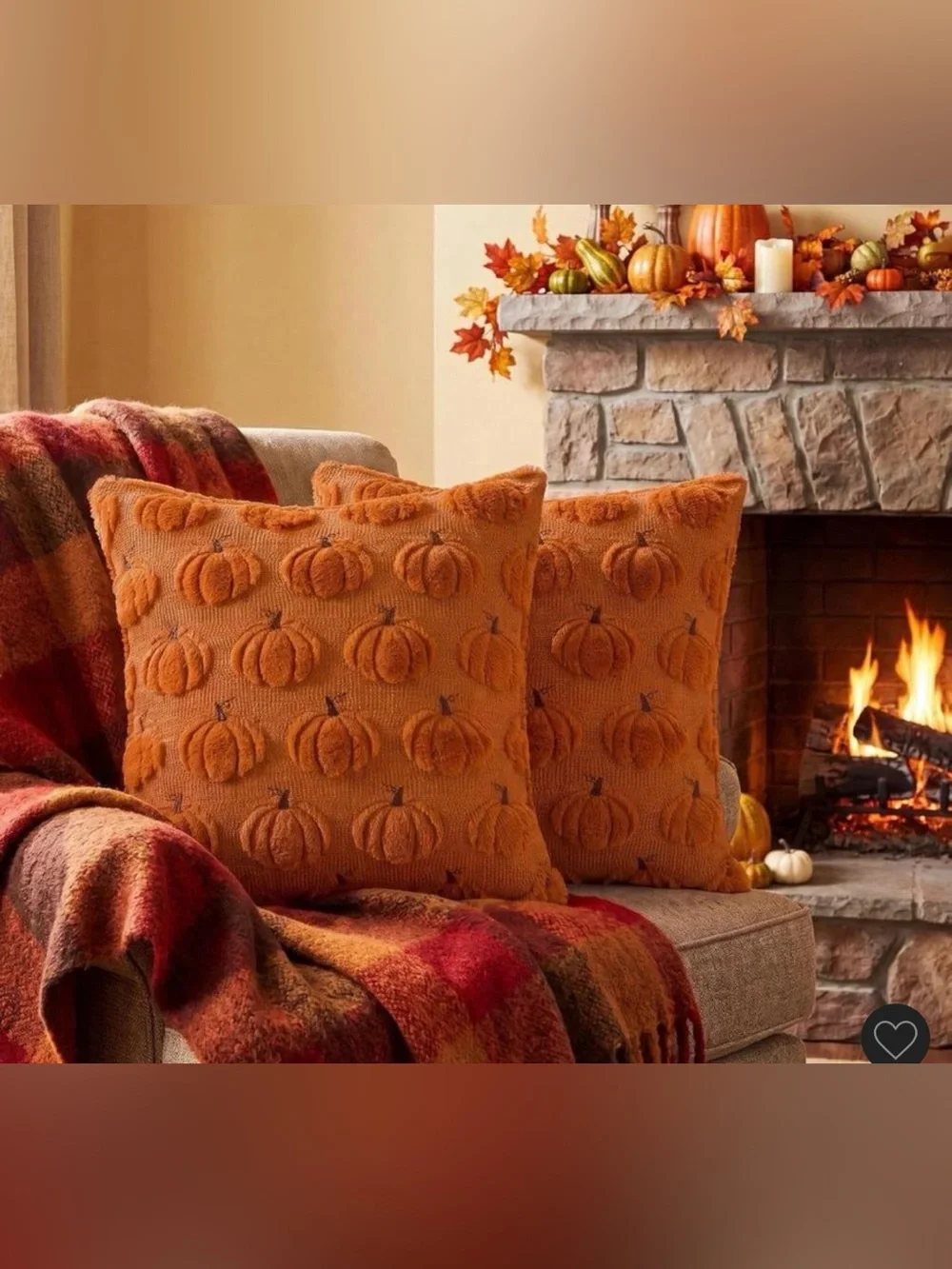 🎃 NEW Pumpkin Fall Throw Pillow Covers Set of 2 – 18x18 Orange Autumn